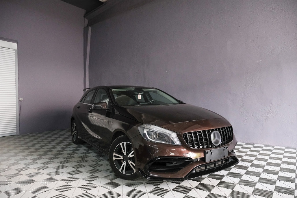 Front Bumper A45 Design with Side Decals Dark Grey for Mercedes A-Class W176 (2012–2018)