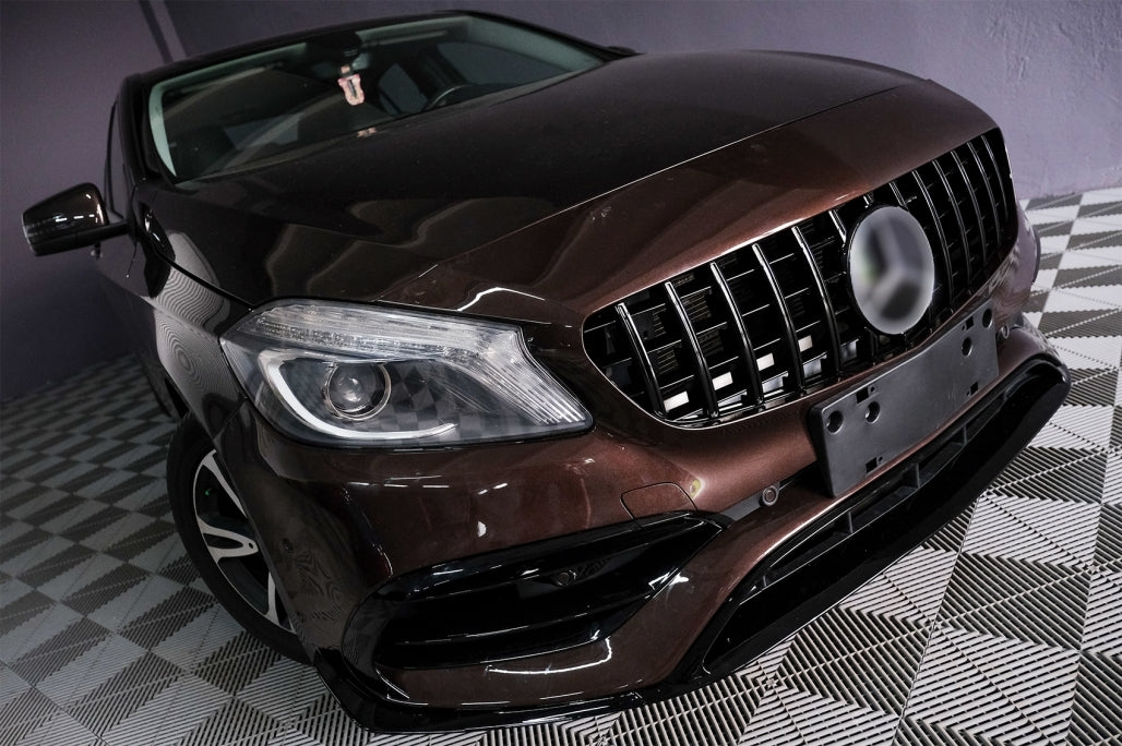 Front Bumper A45 Design with Side Decals Dark Grey for Mercedes A-Class W176 (2012–2018)