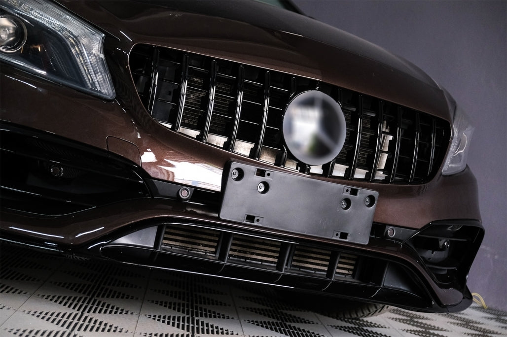 Front Bumper A45 Design with Side Decals Dark Grey for Mercedes A-Class W176 (2012–2018)