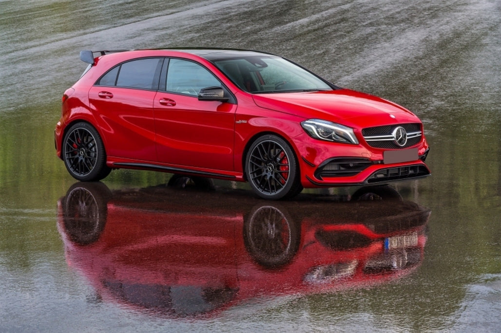 Front Bumper A45 Design with Side Decals Dark Grey for Mercedes A-Class W176 (2012–2018)