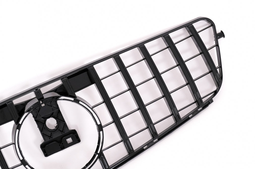 Front Bumper C63 Facelift Look with GT-R Panamericana Grille Piano Black for Mercedes C-Class W204 S204 (2007–2015)
