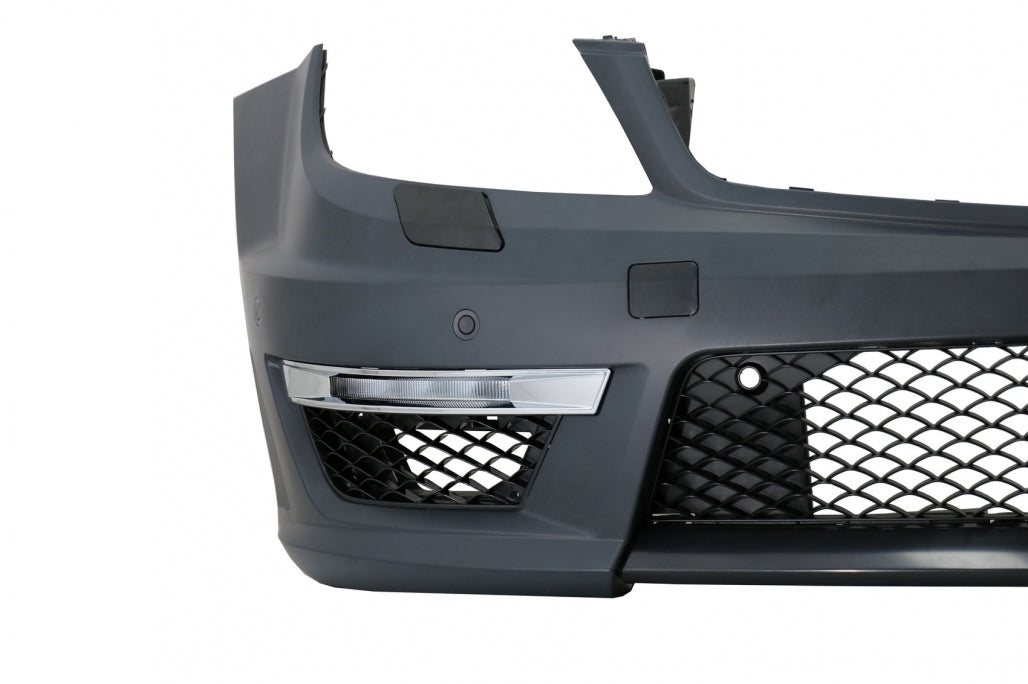 Front Bumper C63 Facelift Look with Single Frame Grille Piano Black for Mercedes C-Class W204 S204 (2007–2015)