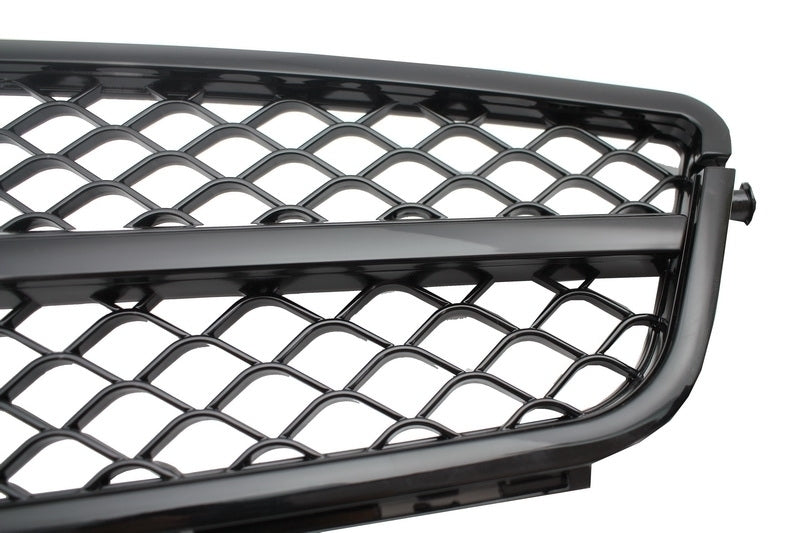 Front Bumper C63 Facelift Look with Single Frame Grille Piano Black for Mercedes C-Class W204 S204 (2007–2015)