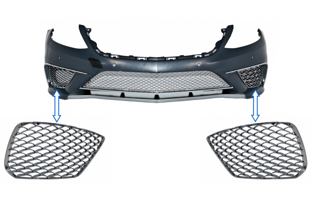 Front Bumper Chrome Side Grilles Left & Right for Mercedes S-Class W222 (2013–2017) S65 Design