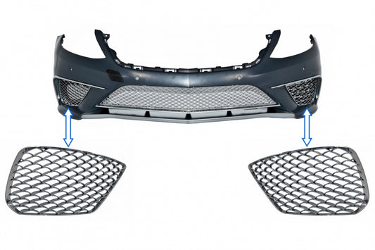 Front Bumper Chrome Side Grilles Left & Right for Mercedes S-Class W222 (2013–2017) S65 Design