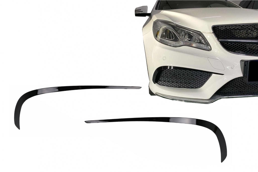 Front Bumper Fins Glossy Black for Mercedes E-Class C207 A207 Facelift Sport Line (2013–2017)