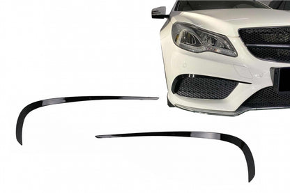 Front Bumper Fins Glossy Black for Mercedes E-Class C207 A207 Facelift Sport Line (2013–2017)