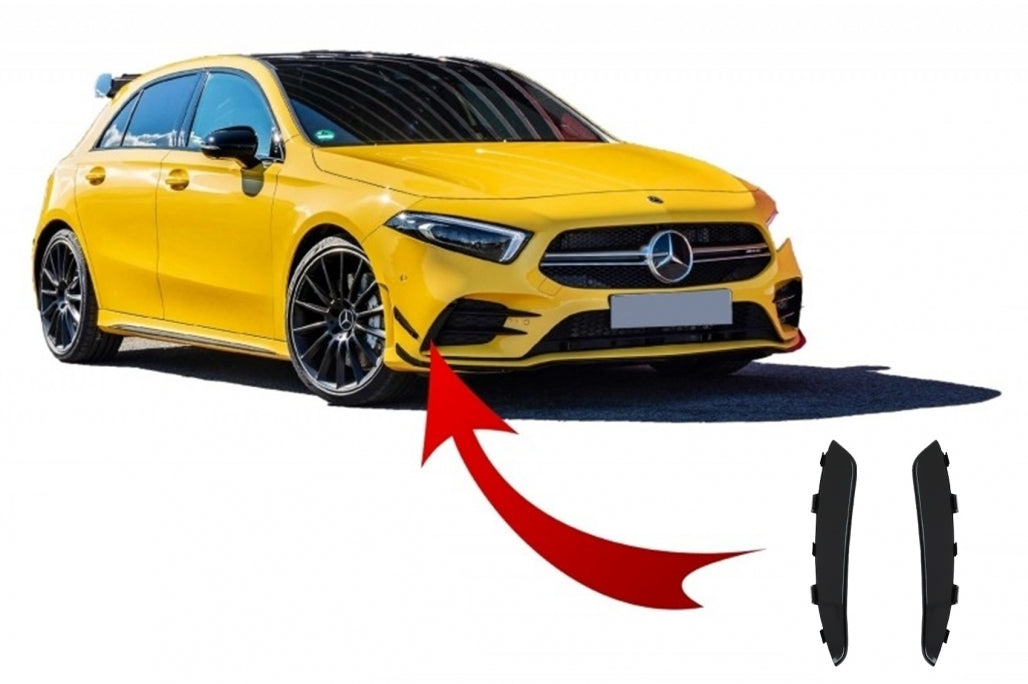 Front Bumper Flaps A35 Design Black Edition for Mercedes A-Class W177 V177 (2018–2022)
