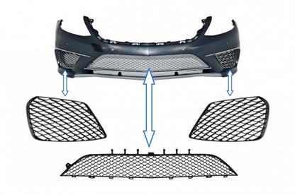 Front Bumper Grille Assembly S63 Look Piano Black for Mercedes S-Class W222 (2013–2017)