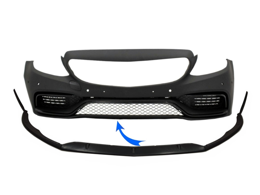Front Bumper Lip Edition 1 Design Matte Black for Mercedes C-Class W205 S205 C205 A205 (2014–2018)