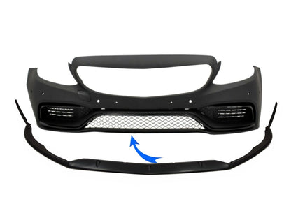 Front Bumper Lip Edition 1 Design Matte Black for Mercedes C-Class W205 S205 C205 A205 (2014–2018)