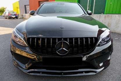Front Bumper Lip Edition 1 Design Matte Black for Mercedes C-Class W205 S205 C205 A205 (2014–2018)