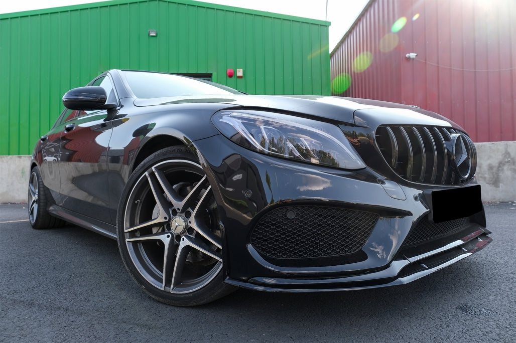 Front Bumper Lip Edition 1 Design Matte Black for Mercedes C-Class W205 S205 C205 A205 (2014–2018)