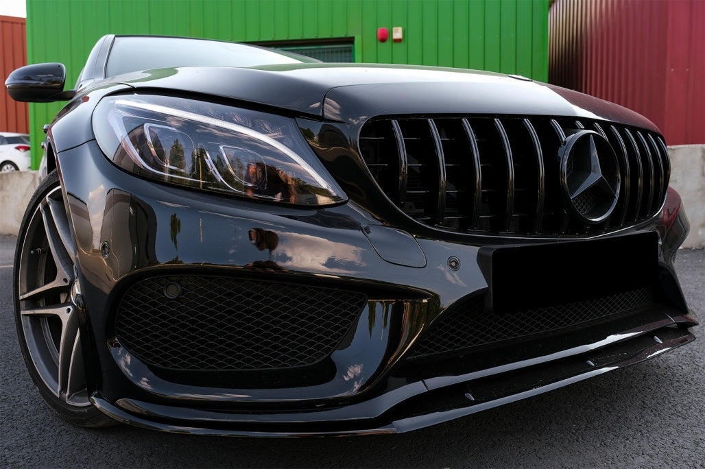Front Bumper Lip Edition 1 Design Matte Black for Mercedes C-Class W205 S205 C205 A205 (2014–2018)