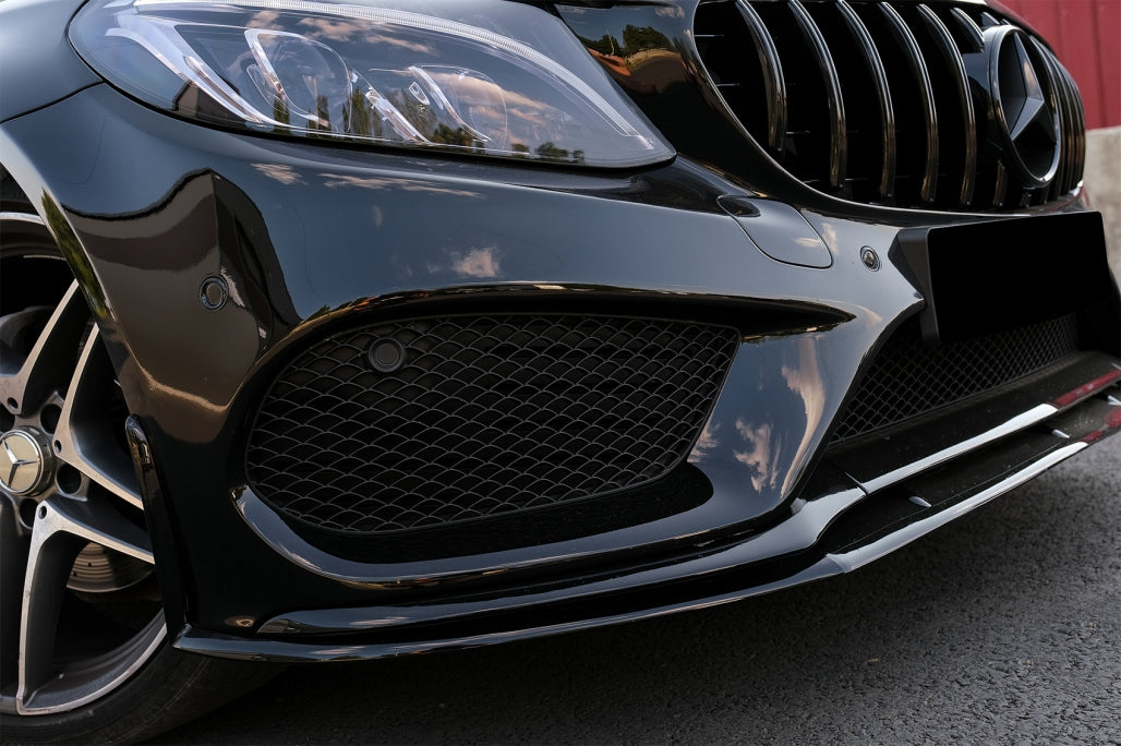 Front Bumper Lip Edition 1 Design Matte Black for Mercedes C-Class W205 S205 C205 A205 (2014–2018)