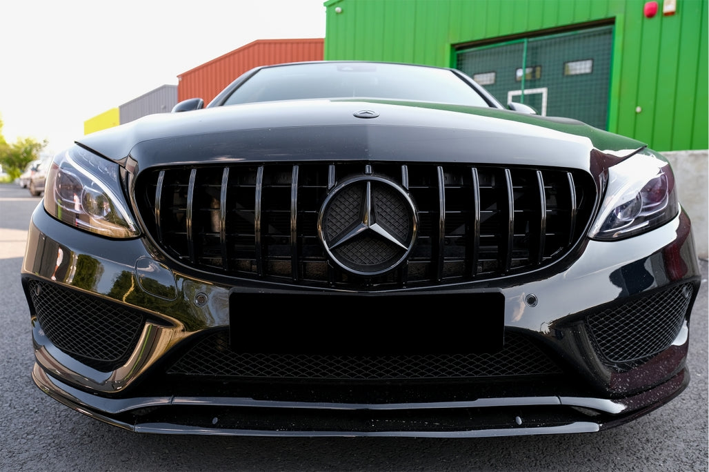 Front Bumper Lip Edition 1 Design Matte Black for Mercedes C-Class W205 S205 C205 A205 (2014–2018)