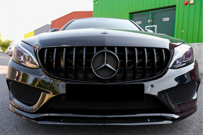 Front Bumper Lip Edition 1 Design Matte Black for Mercedes C-Class W205 S205 C205 A205 (2014–2018)