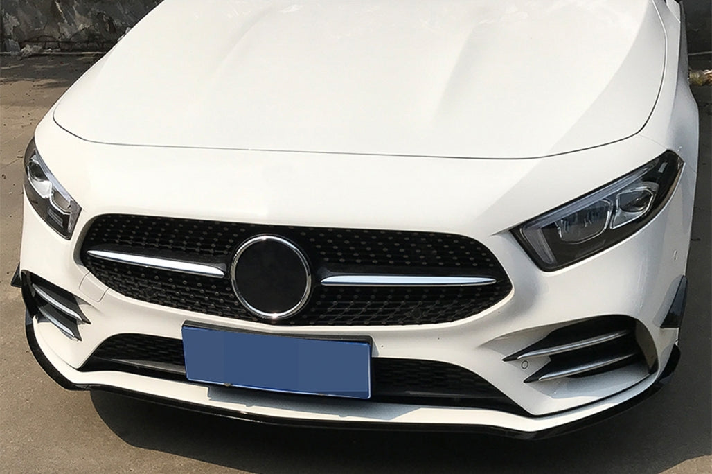 Front Bumper Lip Extension A35 Design Piano Black for Mercedes A-Class W177 V177 (2018–2022)