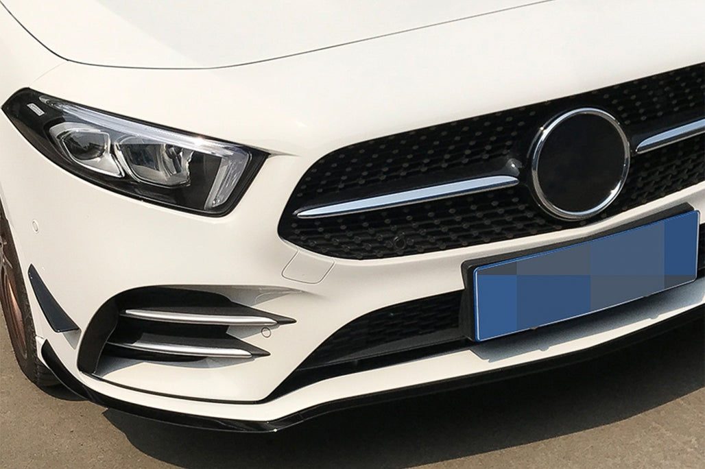 Front Bumper Lip Extension A35 Design Piano Black for Mercedes A-Class W177 V177 (2018–2022)