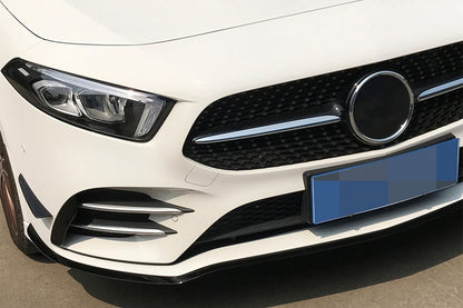 Front Bumper Lip Extension A35 Design Piano Black for Mercedes A-Class W177 V177 (2018–2022)