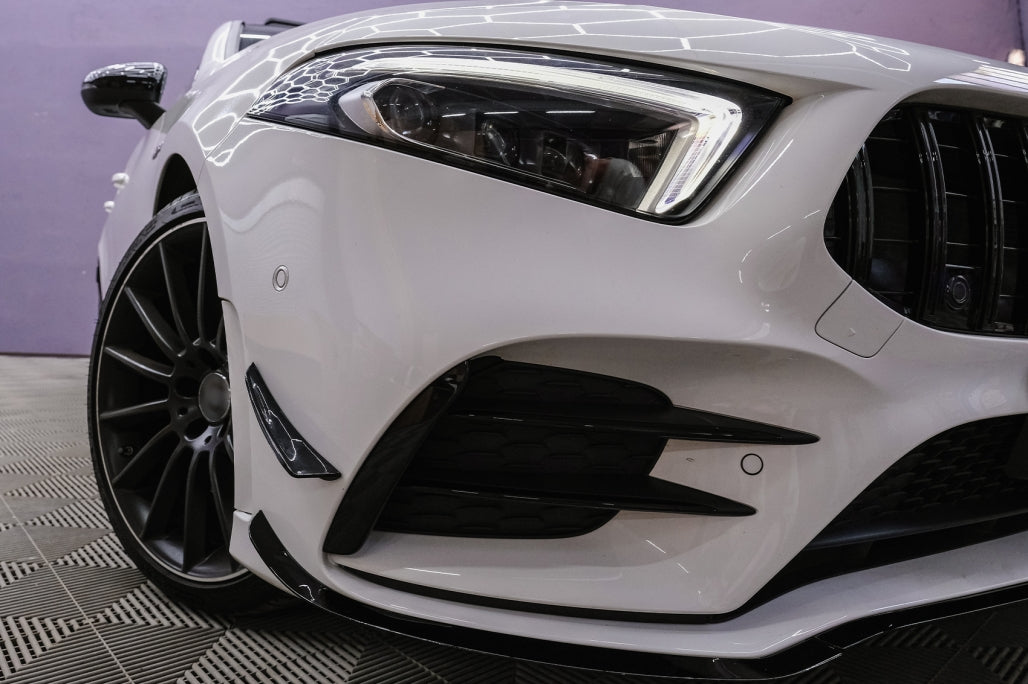 Front Bumper Lip Extension A35 Design Piano Black for Mercedes A-Class W177 V177 (2018–2022)