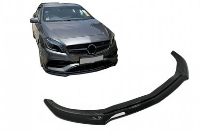 Front Bumper Lip Extension Piano Black for Mercedes A-Class W176 AMG Facelift (2015–2018)