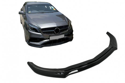 Front Bumper Lip Extension Piano Black for Mercedes A-Class W176 AMG Facelift (2015–2018)