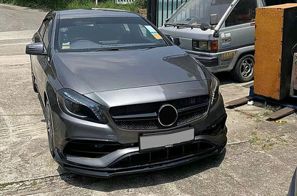 Front Bumper Lip Extension Piano Black for Mercedes A-Class W176 AMG Facelift (2015–2018)