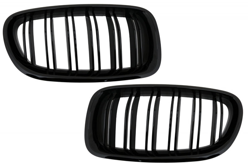 Front Bumper Lip M-Performance with Double Stripe Kidney Grilles for BMW 5 Series F10 F11 (2011-2017)