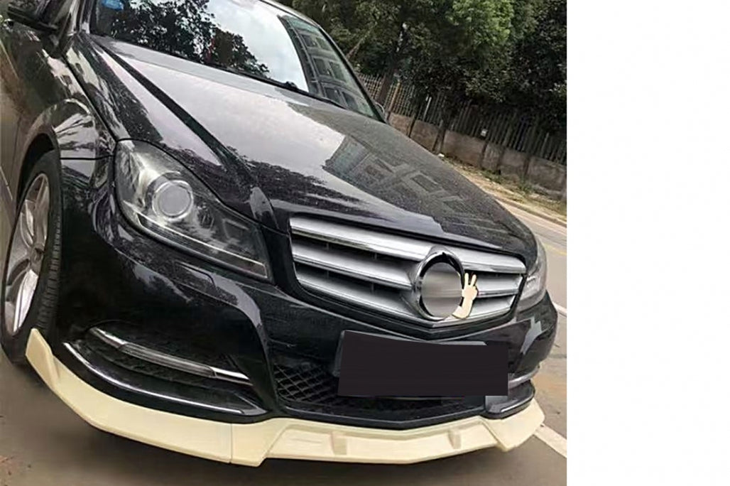Front Bumper Lip Piano Black for Mercedes C-Class W204 S204 C204 Facelift (2011–2015)