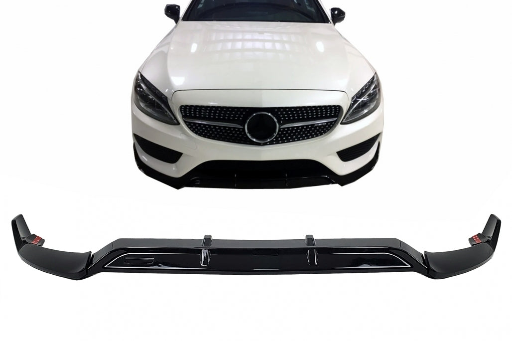 Front Bumper Lip Piano Black for Mercedes C-Class W205 S205 C205 A205 Sport Line (2014–2019)