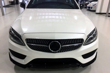 Front Bumper Lip Piano Black for Mercedes C-Class W205 S205 C205 A205 Sport Line (2014–2019)