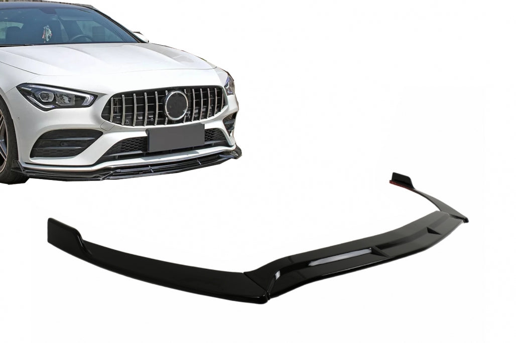 Front Bumper Lip Piano Black for Mercedes CLA X118 C118 Sport Line CLA35 (2019–2023)