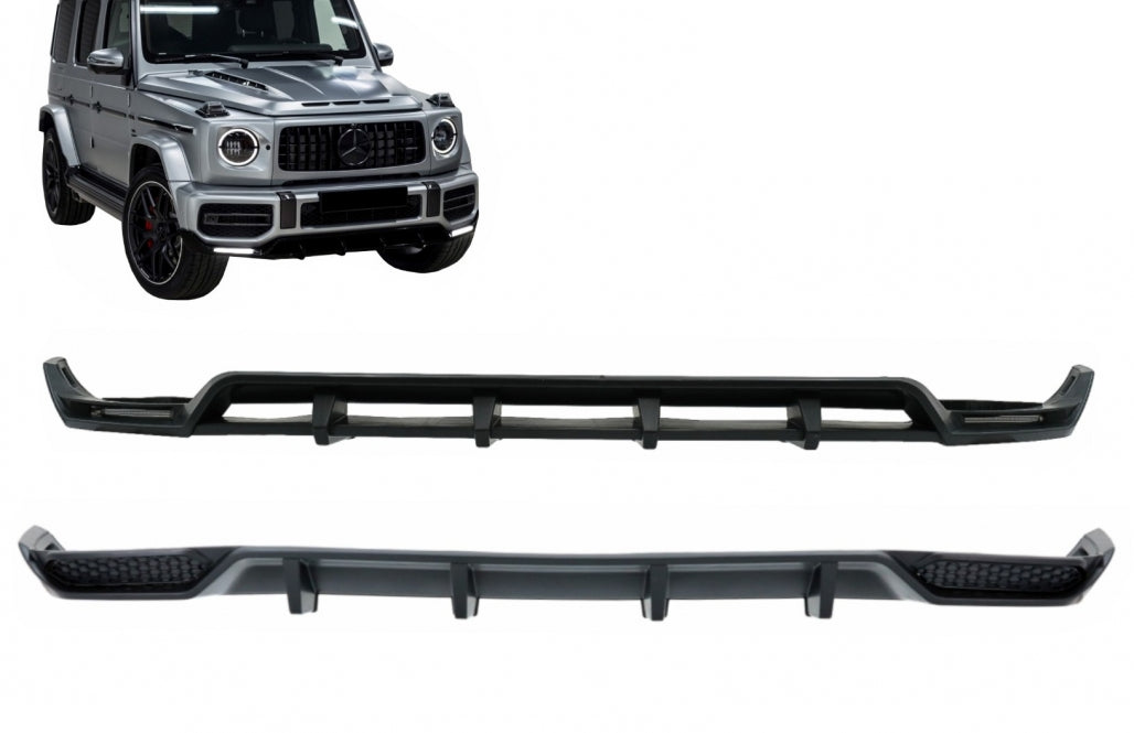 Front Bumper Lip Spoiler LED DRL Extension with Rear Diffuser for Mercedes G-Class W463 W464 Facelift (2018–Up)