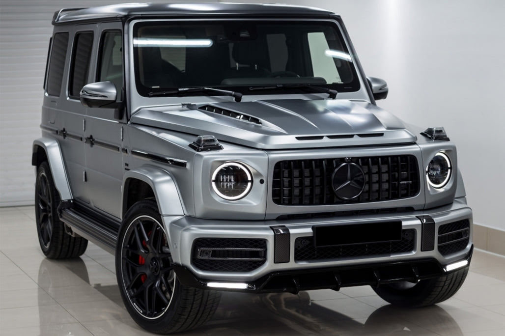 Front Bumper Lip Spoiler LED DRL Extension with Rear Diffuser for Mercedes G-Class W463 W464 Facelift (2018–Up)