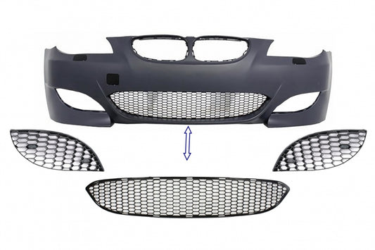 Front Bumper Lower & Side Grilles Set for BMW 5 Series E60 E61 M5 Design (2003-2010)