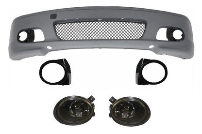Front Bumper M-Tech II Design with Smoke Fog Lights for BMW 3 Series E46 Coupe Cabrio (1999–2007) Without PDC