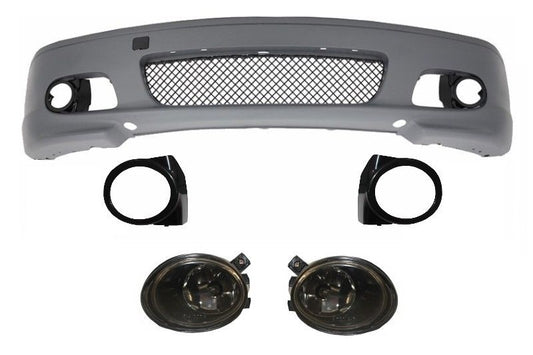 Front Bumper M-Tech II Design with Smoke Fog Lights for BMW 3 Series E46 Coupe Cabrio (1999–2007) Without PDC