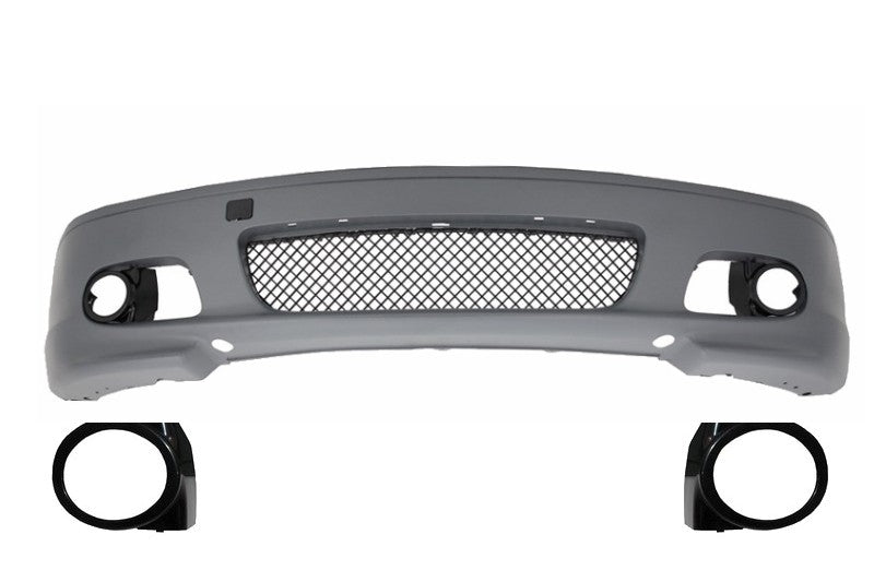 Front Bumper M-Tech II Design with Smoke Fog Lights for BMW 3 Series E46 Coupe Cabrio (1999–2007) Without PDC