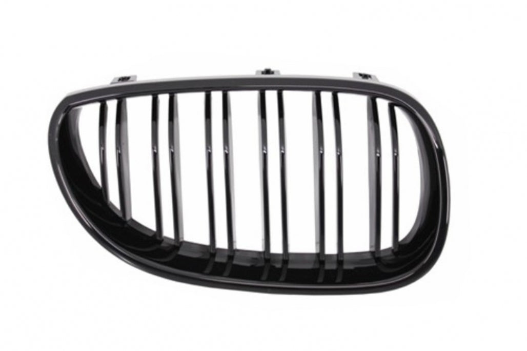 Front Bumper M-Technik with Double Stripe Kidney Grilles Shiny Black for BMW 5 Series E60 E61 (2003-2007)