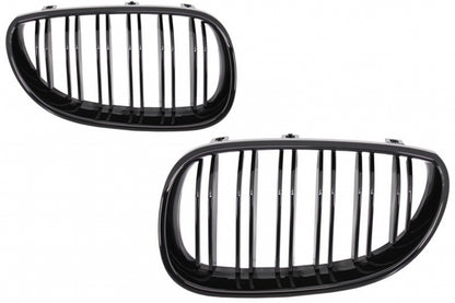 Front Bumper M-Technik with Double Stripe Kidney Grilles Shiny Black for BMW 5 Series E60 E61 (2003-2007)