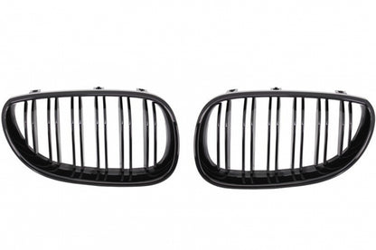 Front Bumper M-Technik with Double Stripe Kidney Grilles Shiny Black for BMW 5 Series E60 E61 (2003-2007)