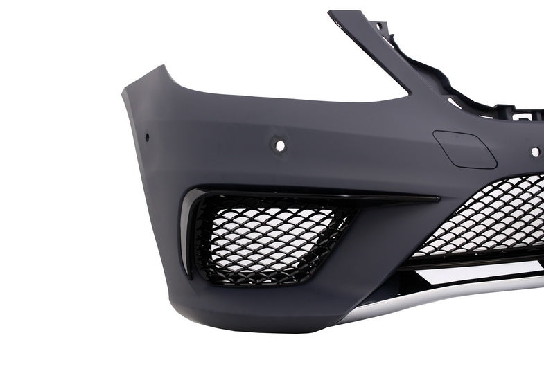 Front Bumper S63 Design with Piano Black Central Grille for Mercedes S-Class W222 (2013–06.2017)