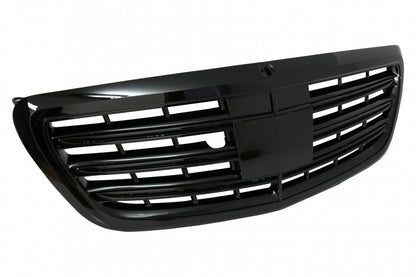 Front Bumper S63 Design with Piano Black Central Grille for Mercedes S-Class W222 (2013–06.2017)