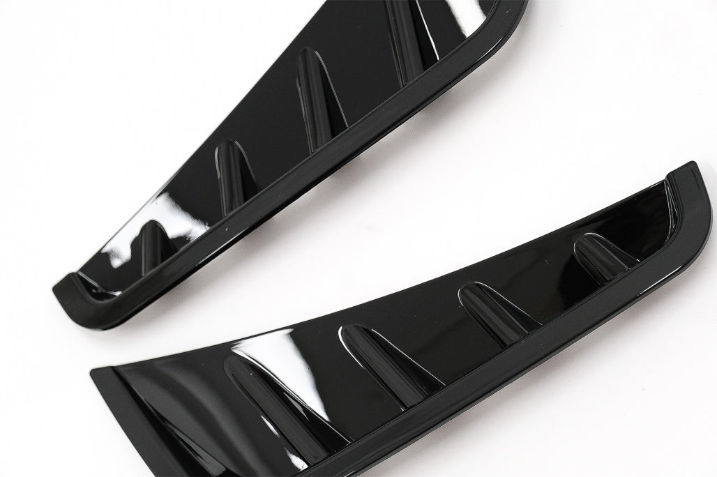 Front Bumper Side Fins Piano Black for Mercedes C-Class W205 S205 Facelift AMG Sport Line (2018–2020)