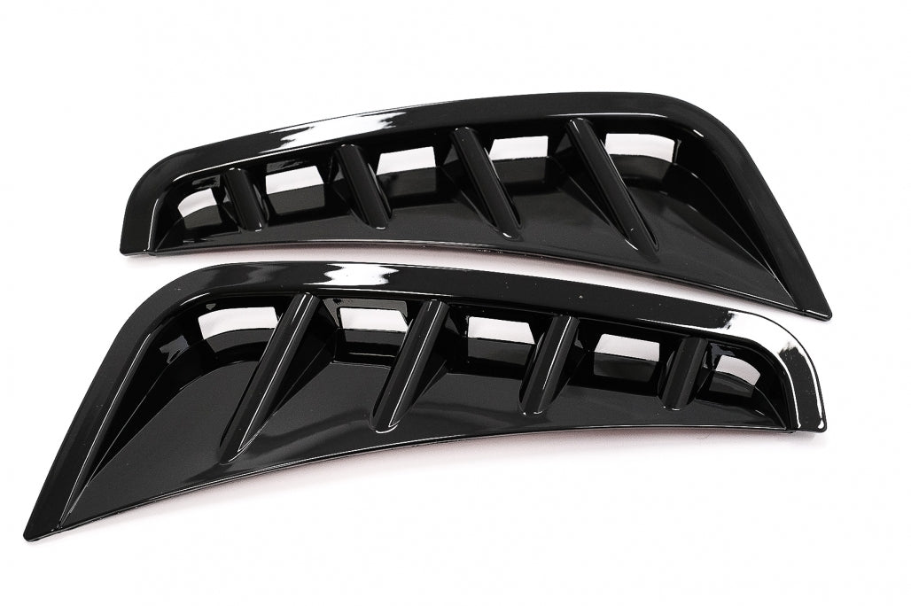 Front Bumper Side Fins Piano Black for Mercedes C-Class W205 S205 Facelift AMG Sport Line (2018–2020)