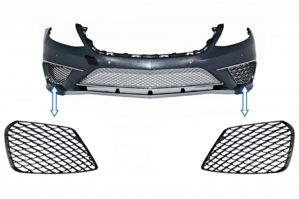 Front Bumper Side Grilles Piano Black Left & Right for Mercedes S-Class W222 (2013–2017) S63 Design