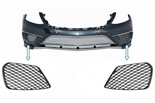 Front Bumper Side Grilles Piano Black Left & Right for Mercedes S-Class W222 (2013–2017) S63 Design