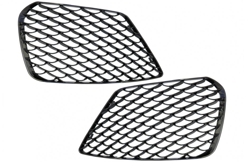 Front Bumper Side Grilles Piano Black Left & Right for Mercedes S-Class W222 (2013–2017) S63 Design