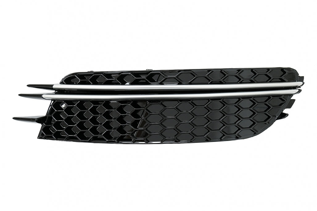 Front Bumper Side Grilles RS Design Black with Brushed Aluminium Inserts for Audi A6 C7 4G (2012–2015)